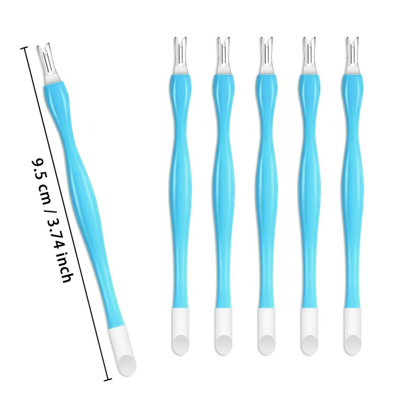 Allstarry 30 Pieces Nail Cuticle Trimmer Remover Rubber Nail Cleaner Plastic Handle Cuticle Pusher Double Head Dead Skin Cuticle Knife Removal Fork Nail art Tools for Girls Women and Men - Blue - Image 4